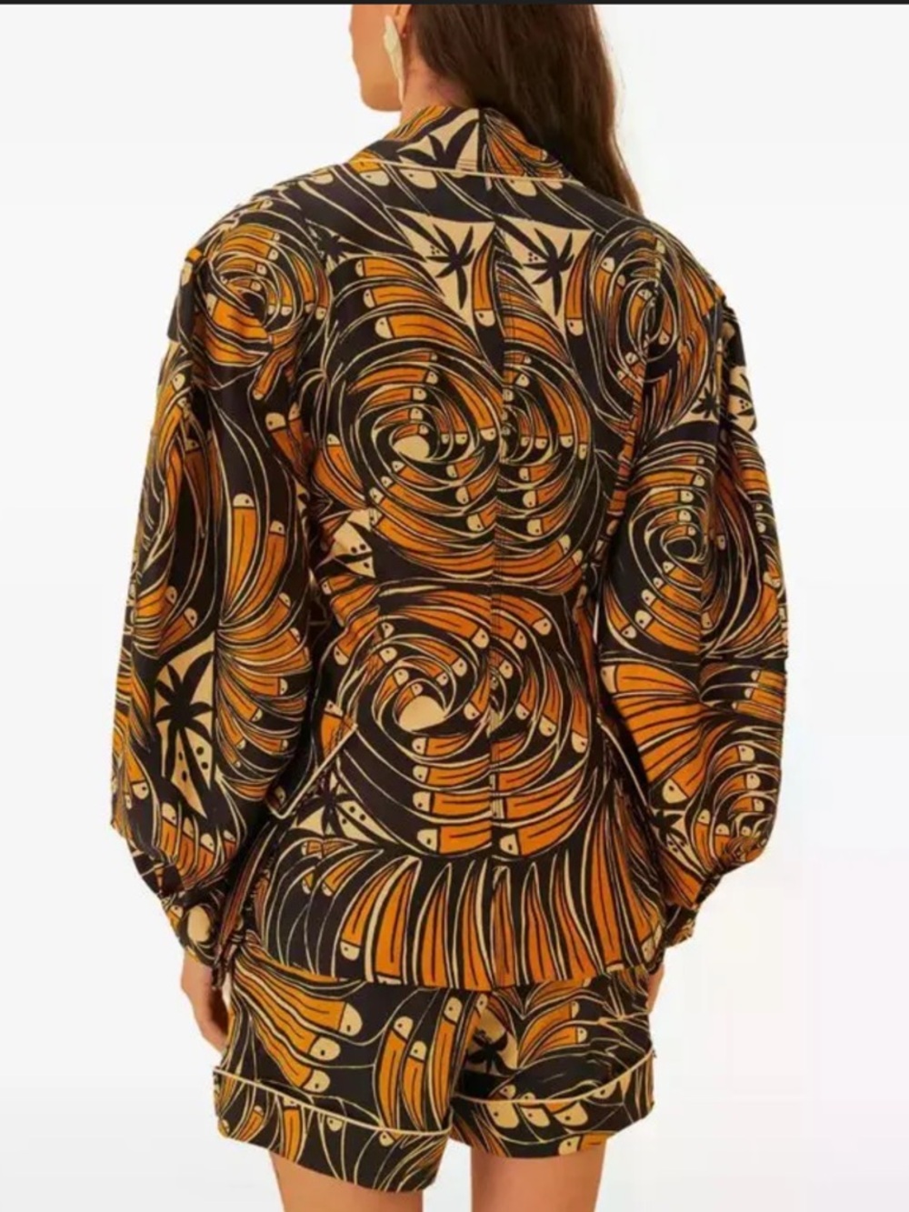 Farm Rio Toucan Spirals Blazer NWT Off White Tropical Print Jacket S - Picture 2 of 16